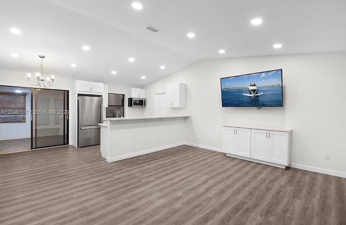 Living room and dining view