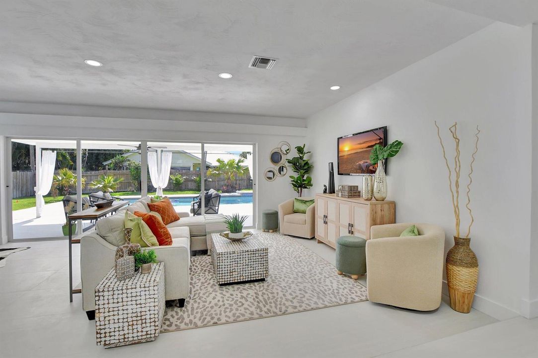 Living Room opens to Large Covered Patio