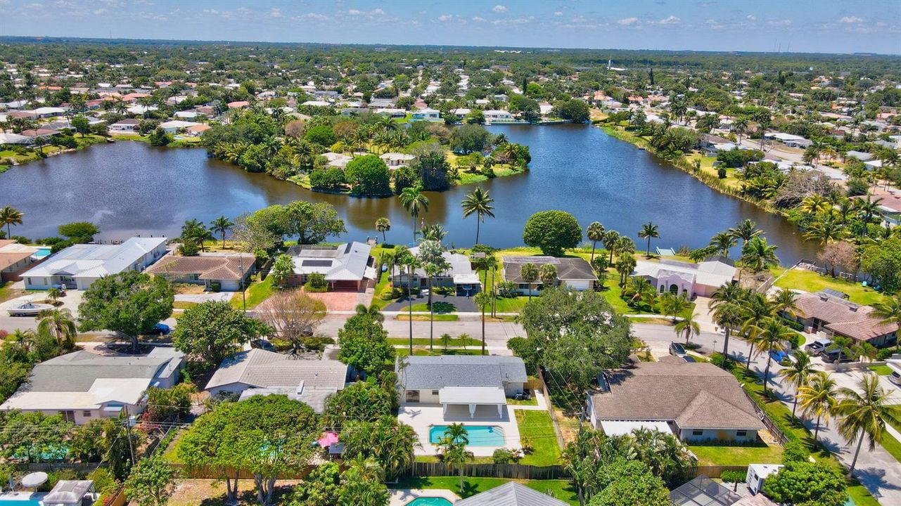 Lake homes across the street