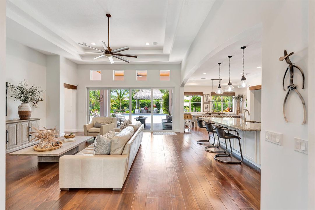 Living Room, Island and Dining Room