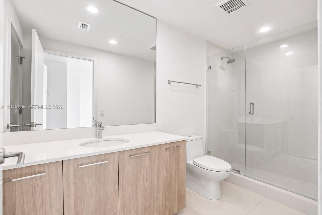 Second Bedroom Bathroom. There is also independent access to the bathroom without walking through the secodnary bedroom.