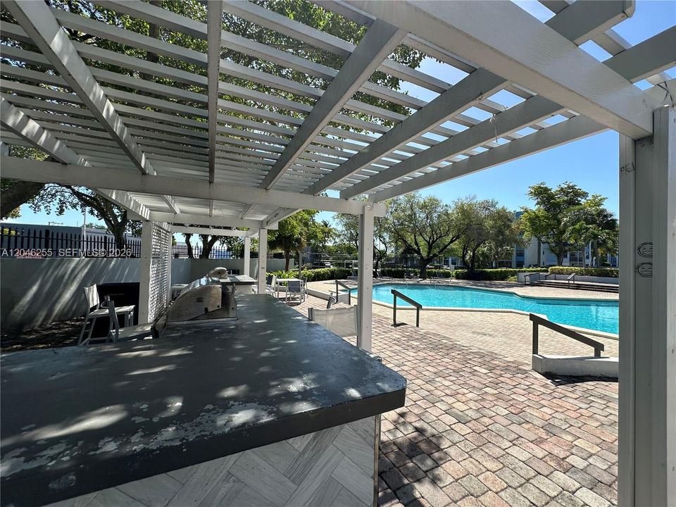 Poolside BBQ area