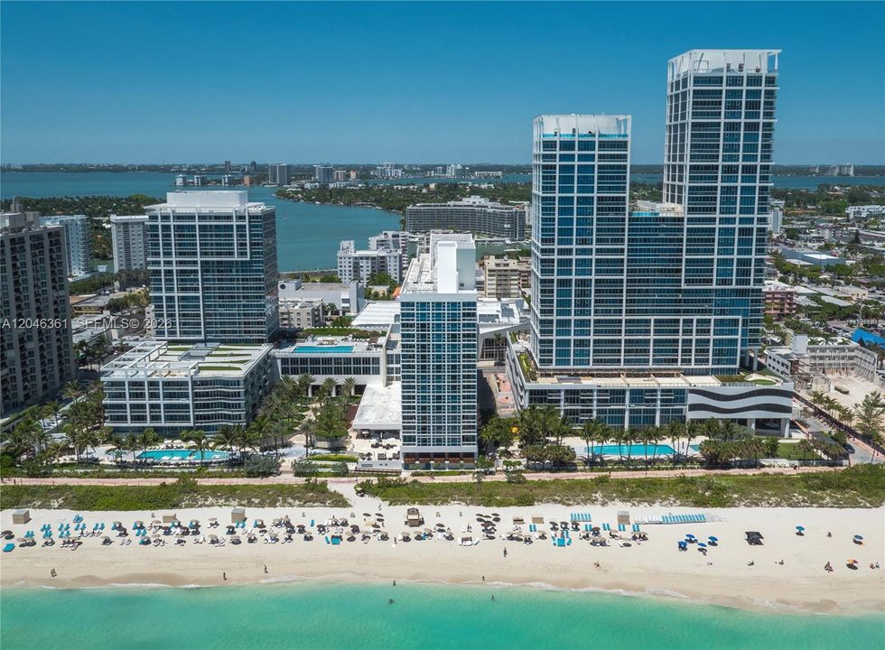 Beach service available with umbrellas, chairs, towels and food and beverage service