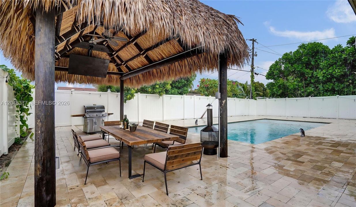 Tiki Hut with large screened TV