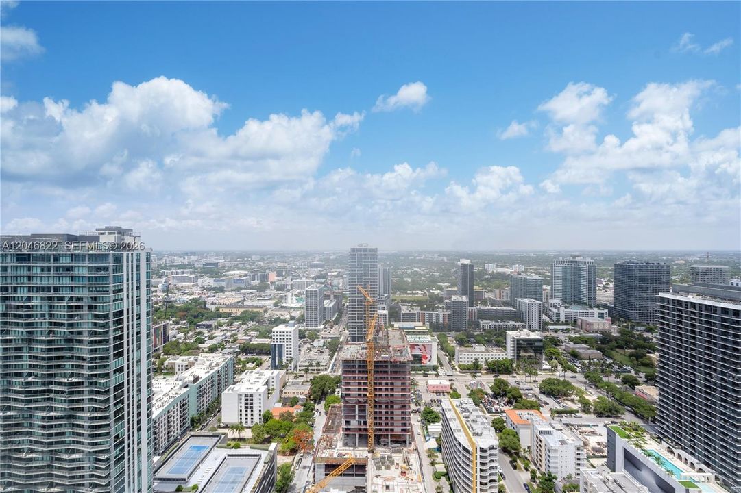 Elevated views over Edgewater and the Downtown Miami skyline