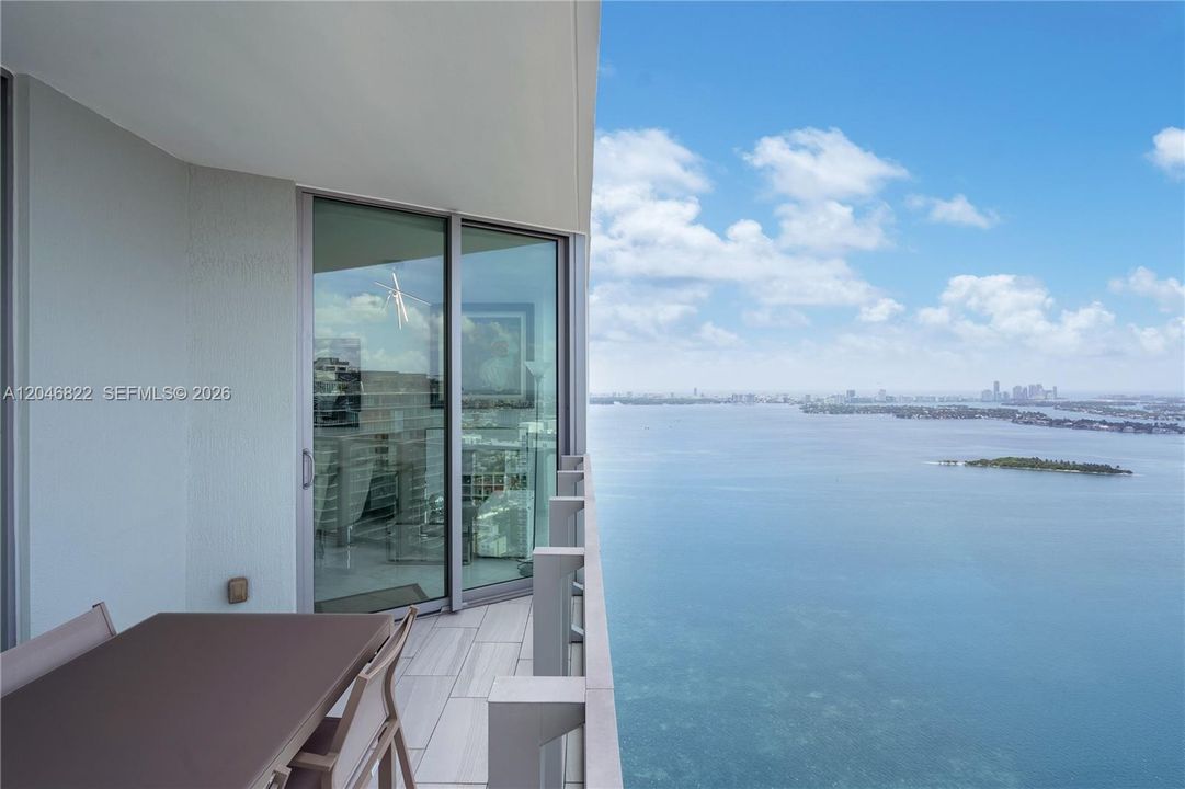 Direct Biscayne Bay and island views from the terrace