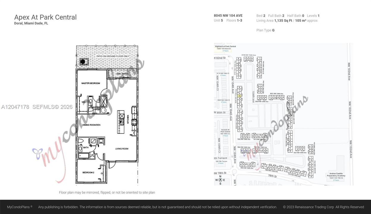 The floor plan is mirrored