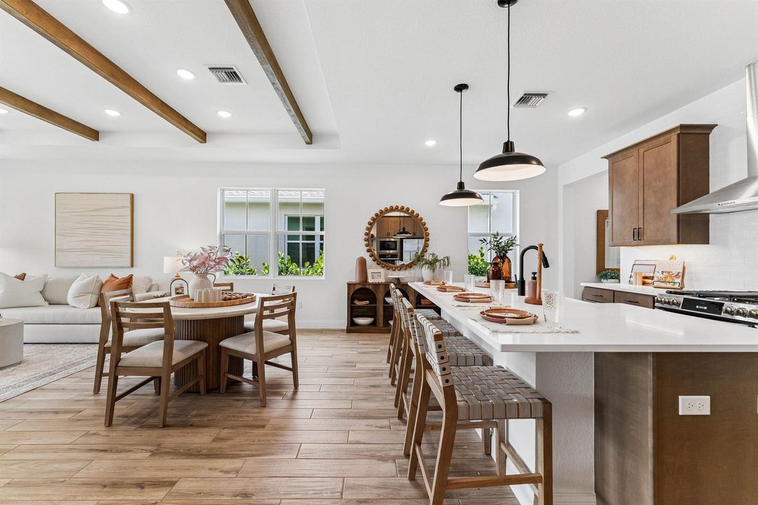 Kitchen, Great Room & Dining Area
