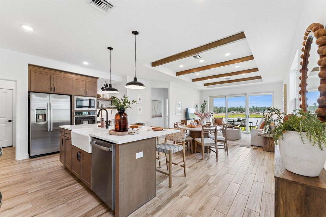 Kitchen, Great Room & Dining Area