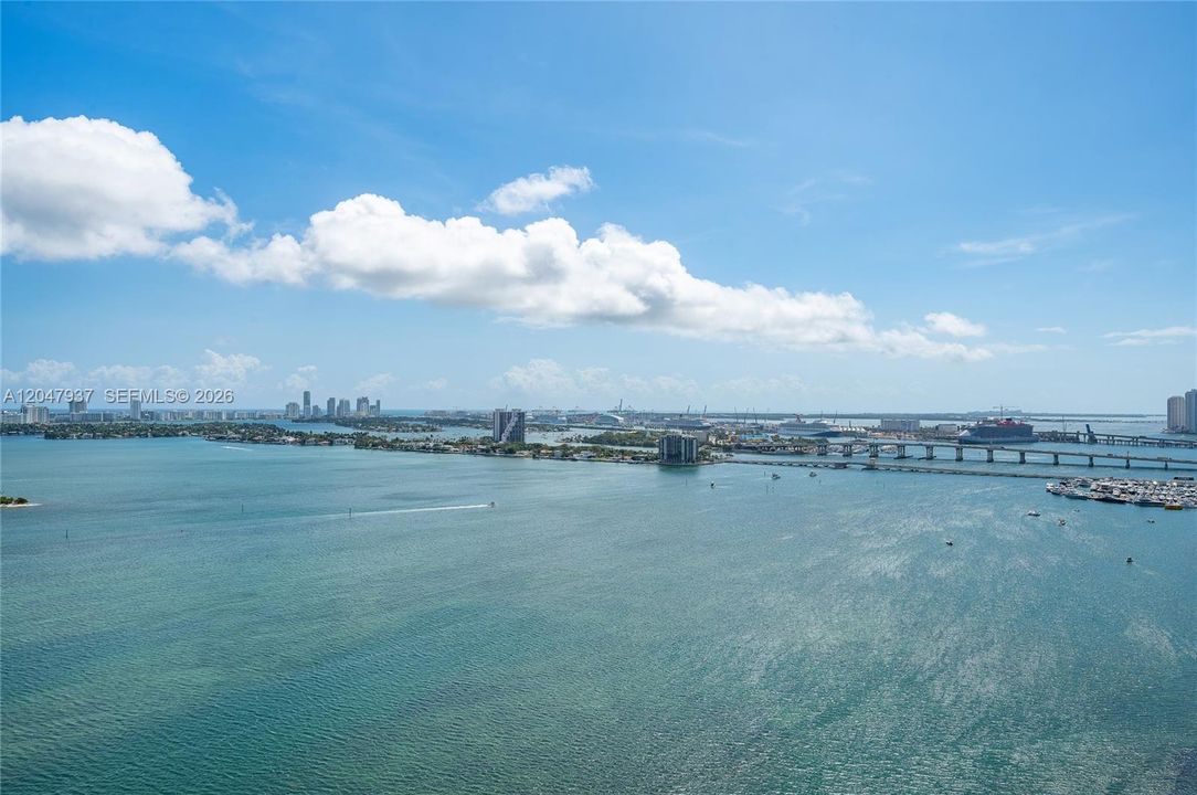 View - South View of the Port of Miami and the Southern tip of Miam i beach