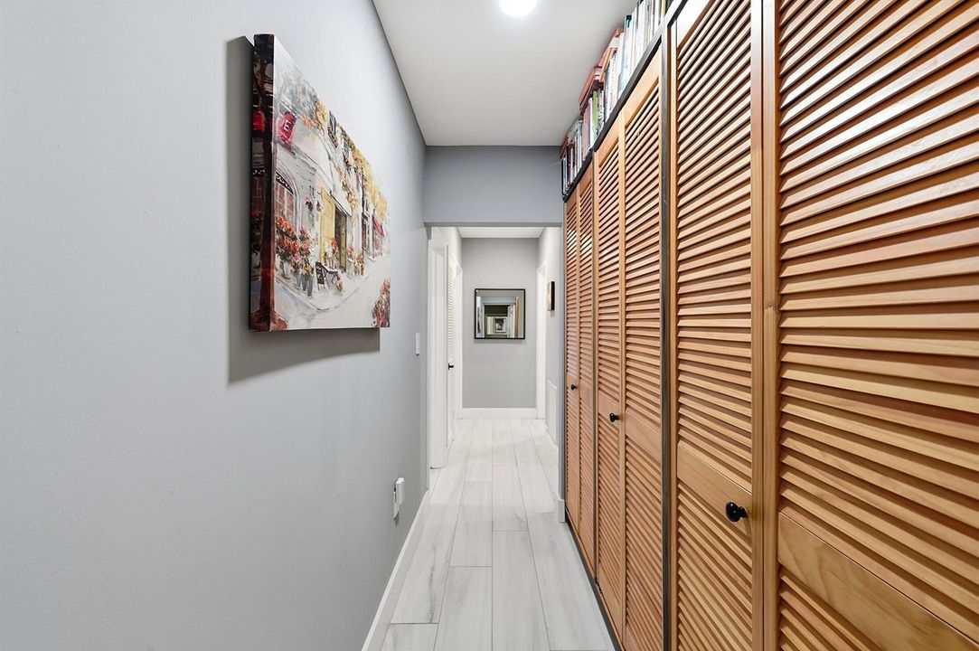 Hallway with plenty of storage