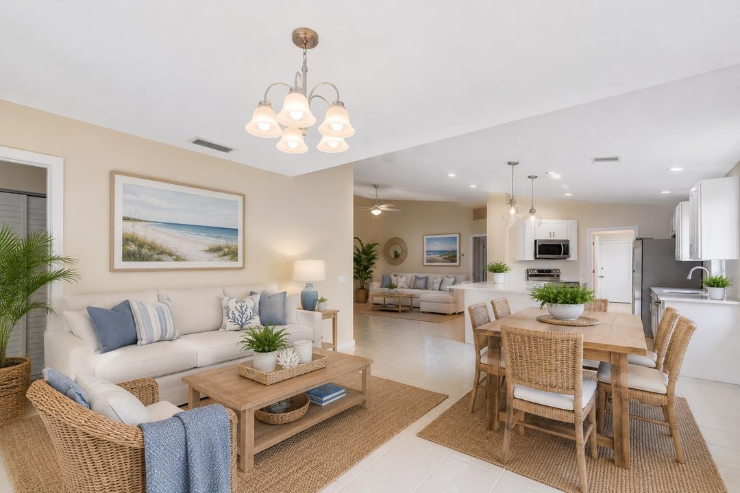 virtually staged family room dining room