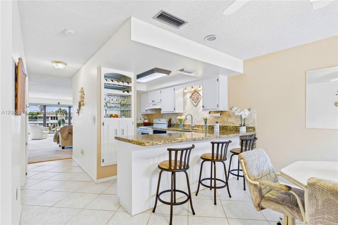 Spacious kitchen with seating area