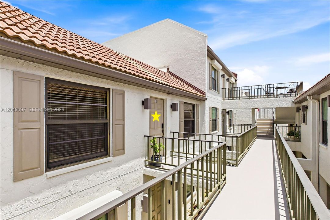 Second-floor unit entry with no through foot traffic passing by your front door