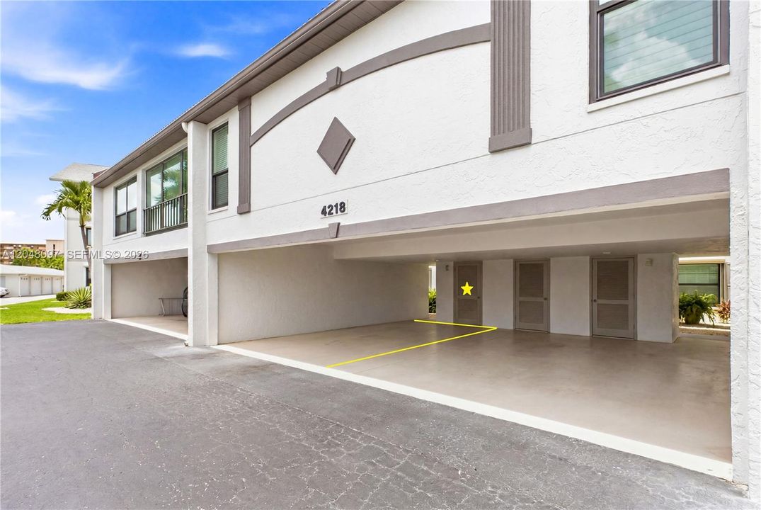 Assigned covered parking, private storage closet & guest parking for added convenience