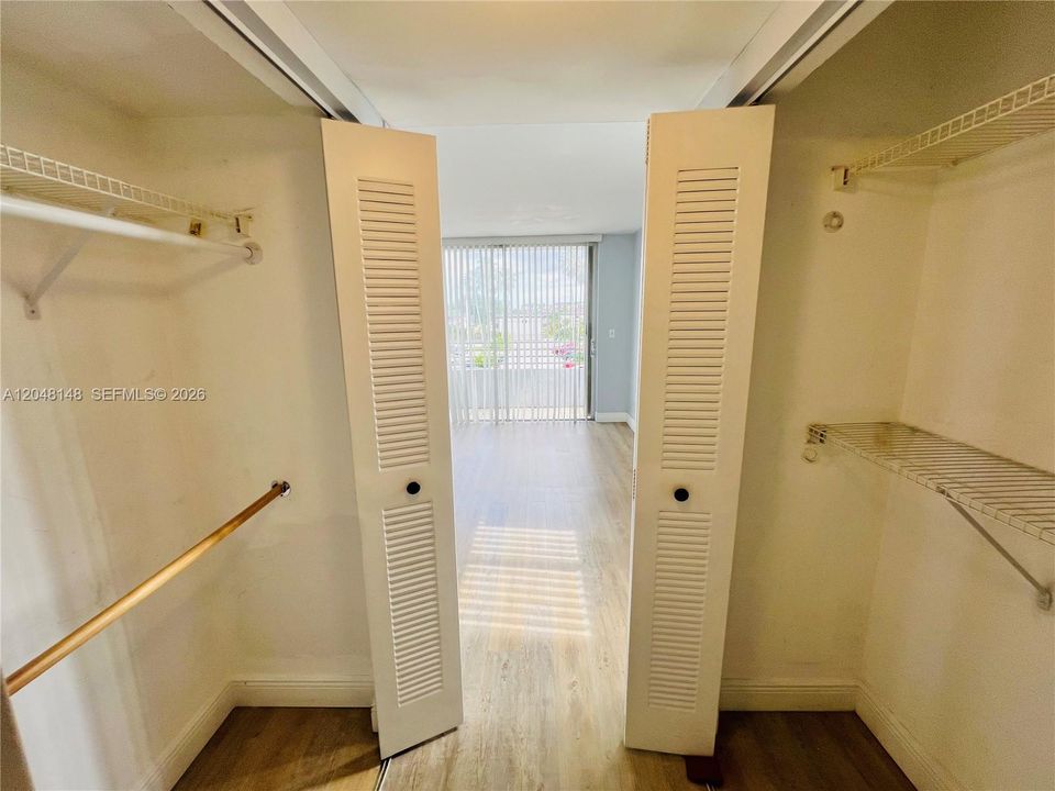 Two closets in Master/Primary bedroom