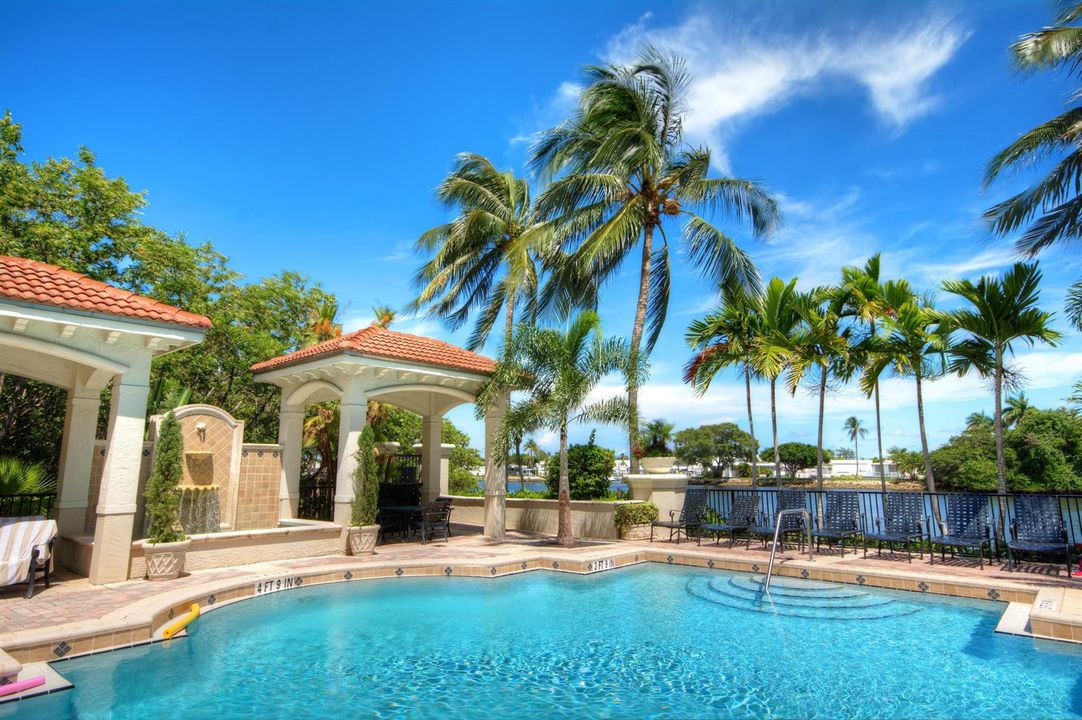 Pool Cabanas & Fountain