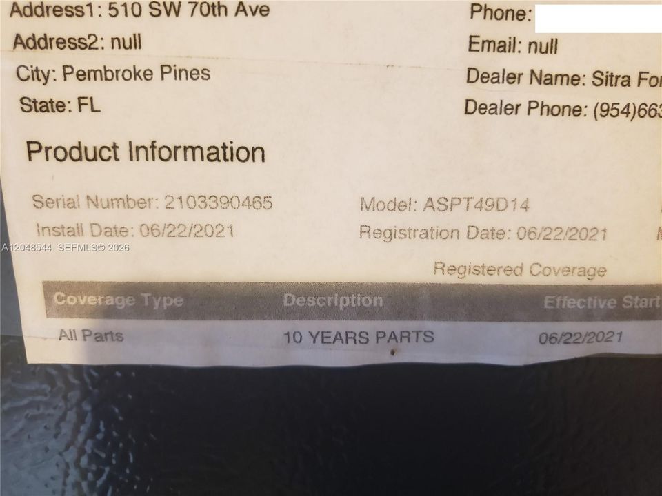 Air Handler Replaced in 2021