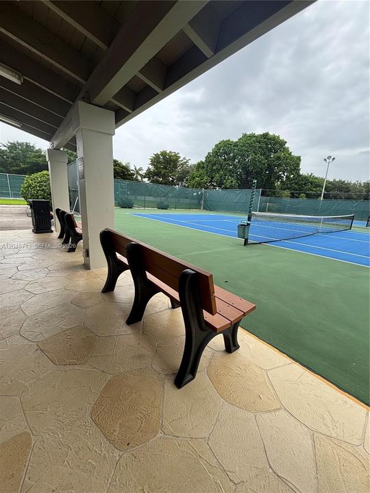 Shaded tennis areas