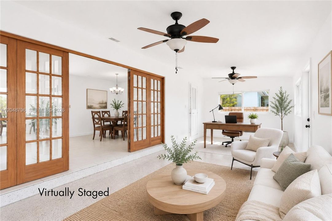 Virtually staged family room