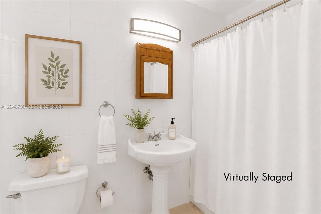 Virtually staged primary bathroom