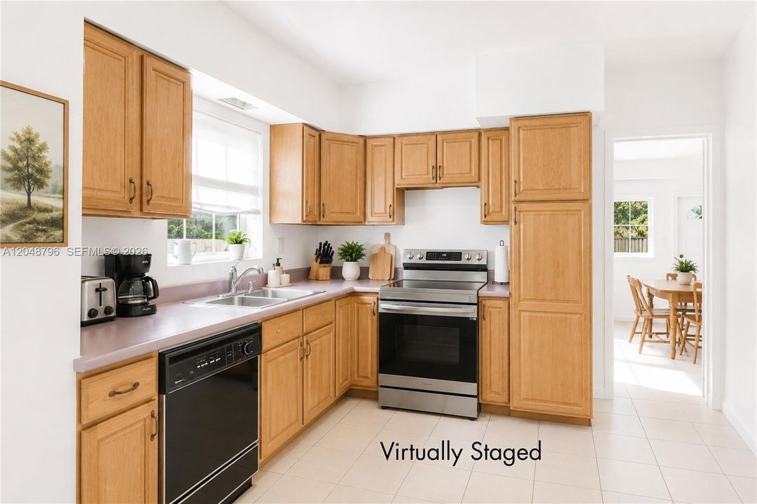 Virtually staged kitchen