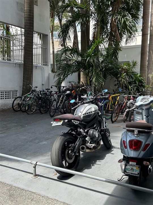 Motorbike & bicycle parking inside the garage