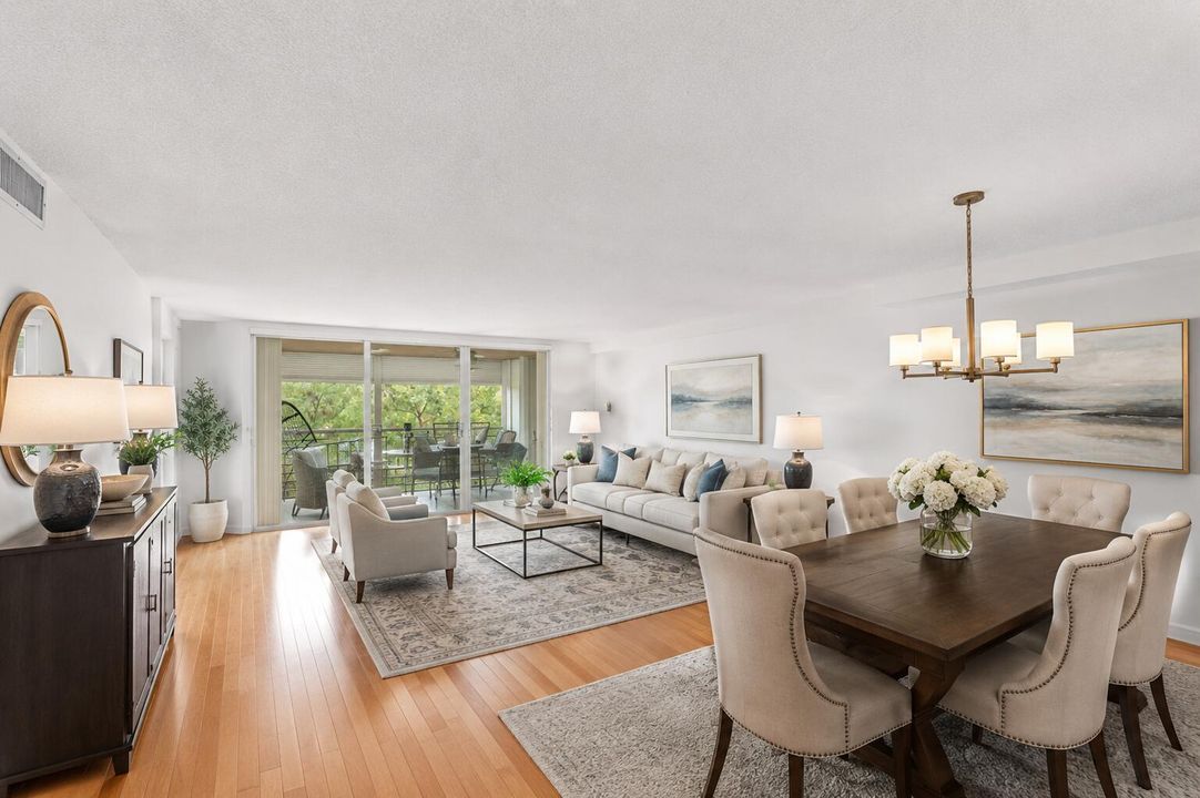 Virtually Staged living and dining room