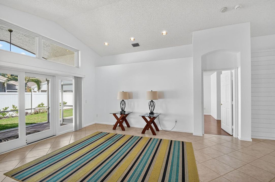 Living room overlooking yard