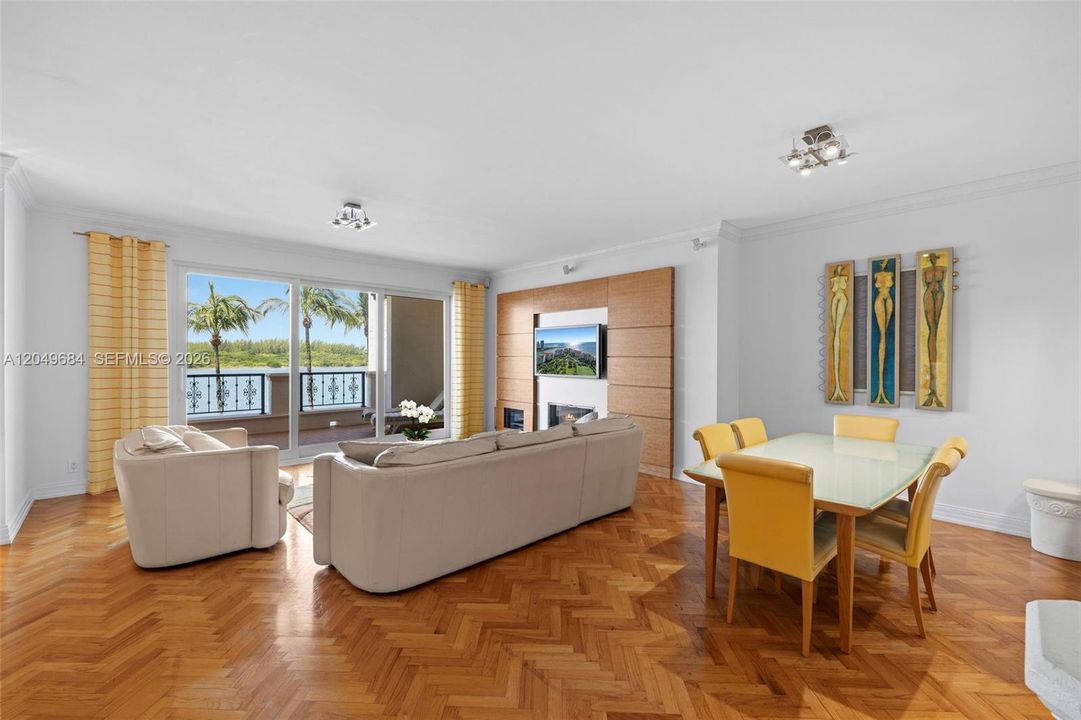 Living room and dining room