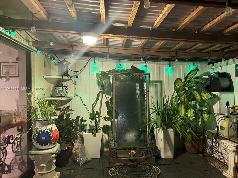 Relaxing Covered patio with Tanquil Fountain