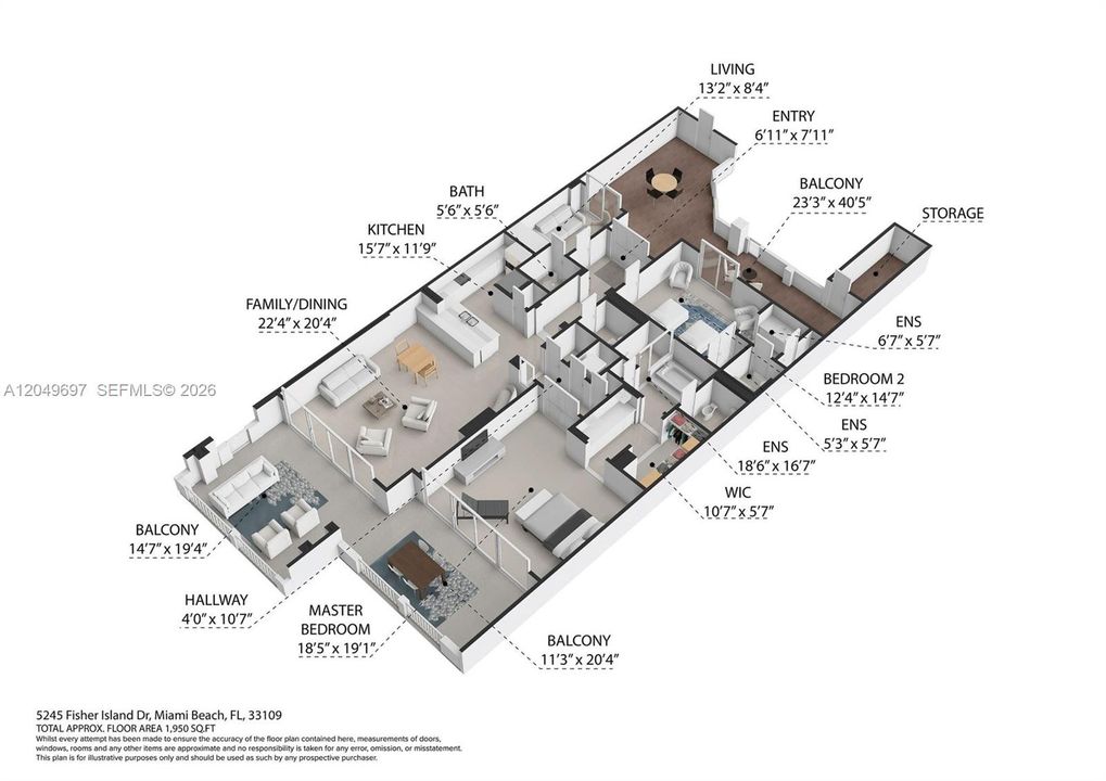 For Rent: $18,000 (2 beds, 2 baths, 1950 Square Feet)