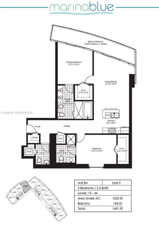 For Rent: $5,350 (2 beds, 2 baths, 1323 Square Feet)
