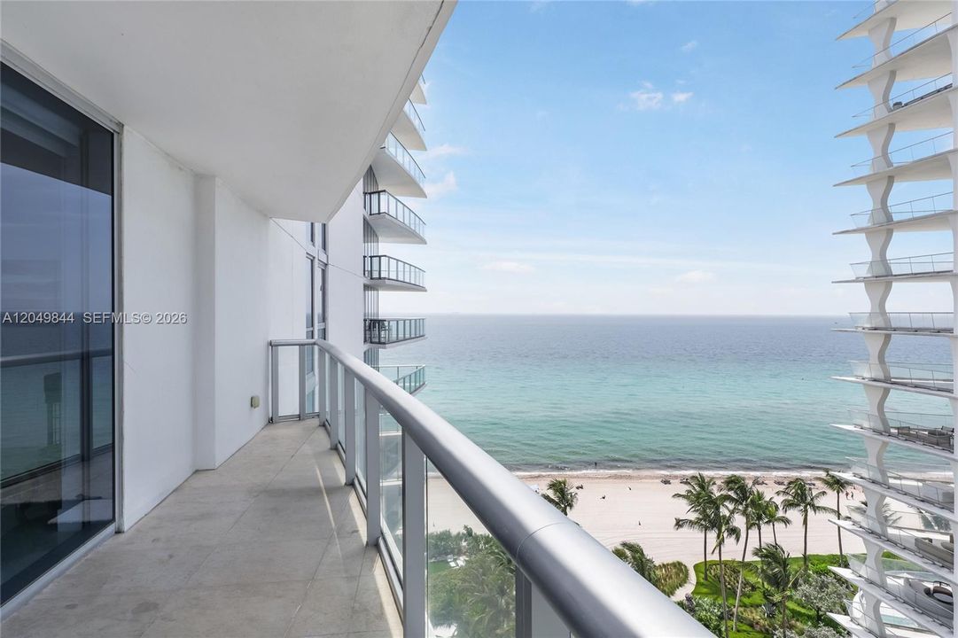 Primary bedroom’s wraparound balcony with ocean views from the southwest balcony