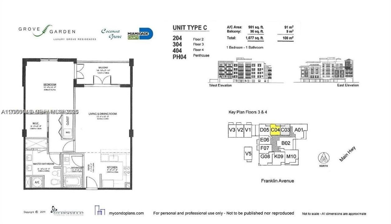 For Sale: $880,000 (1 beds, 2 baths, 983 Square Feet)