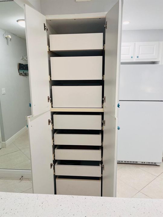 Pantry with sliding drawers