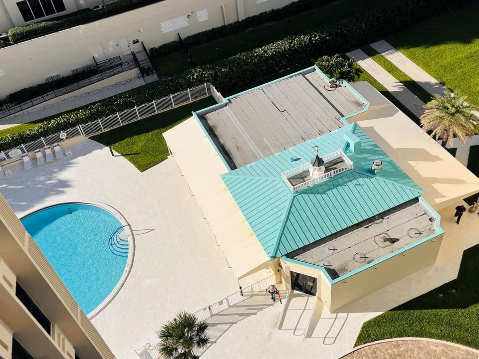 View from balcony of pool