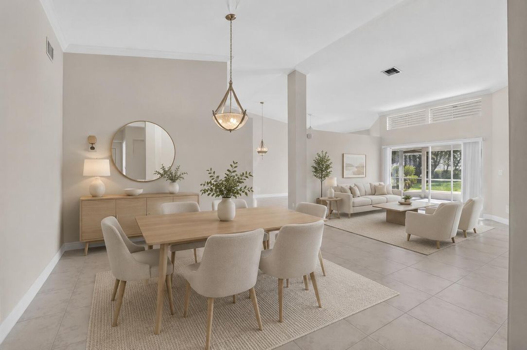 Living room dining room virtually staged
