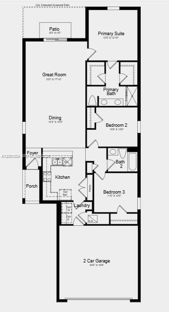 Floor Plan - Additional Highlights Include: garage door opener, and vertical blinds on the sliding glass door