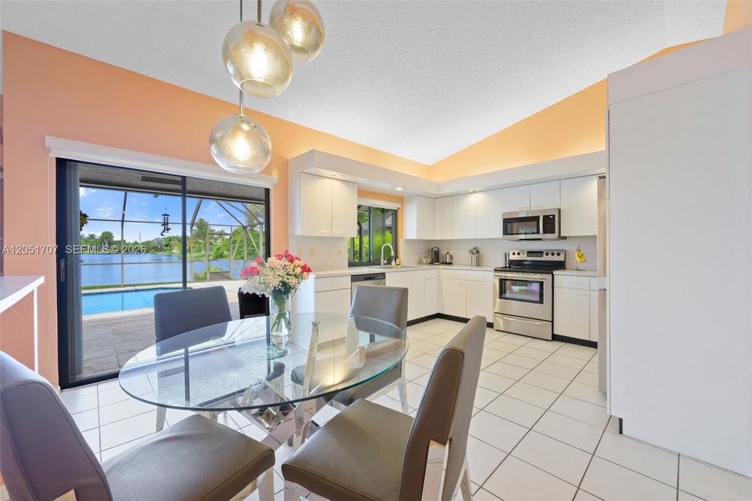 Ample eat in kitchen is off the den/Florida Room, and dining room.  Light and bright with fabulous water views.