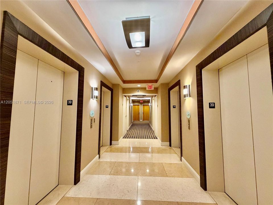 4 elevators hallway