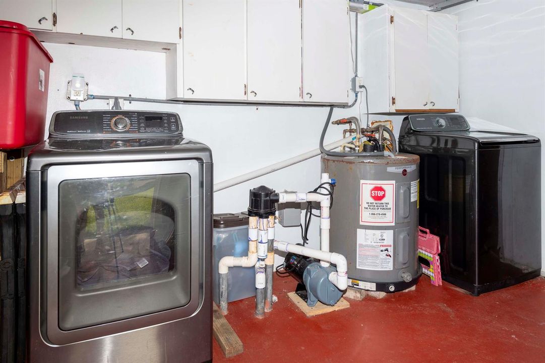 Water heater/sprinkler/laundry area