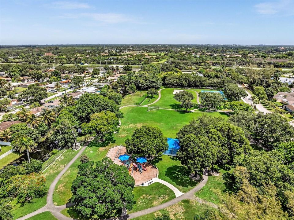 Aerial view of neighborhood park