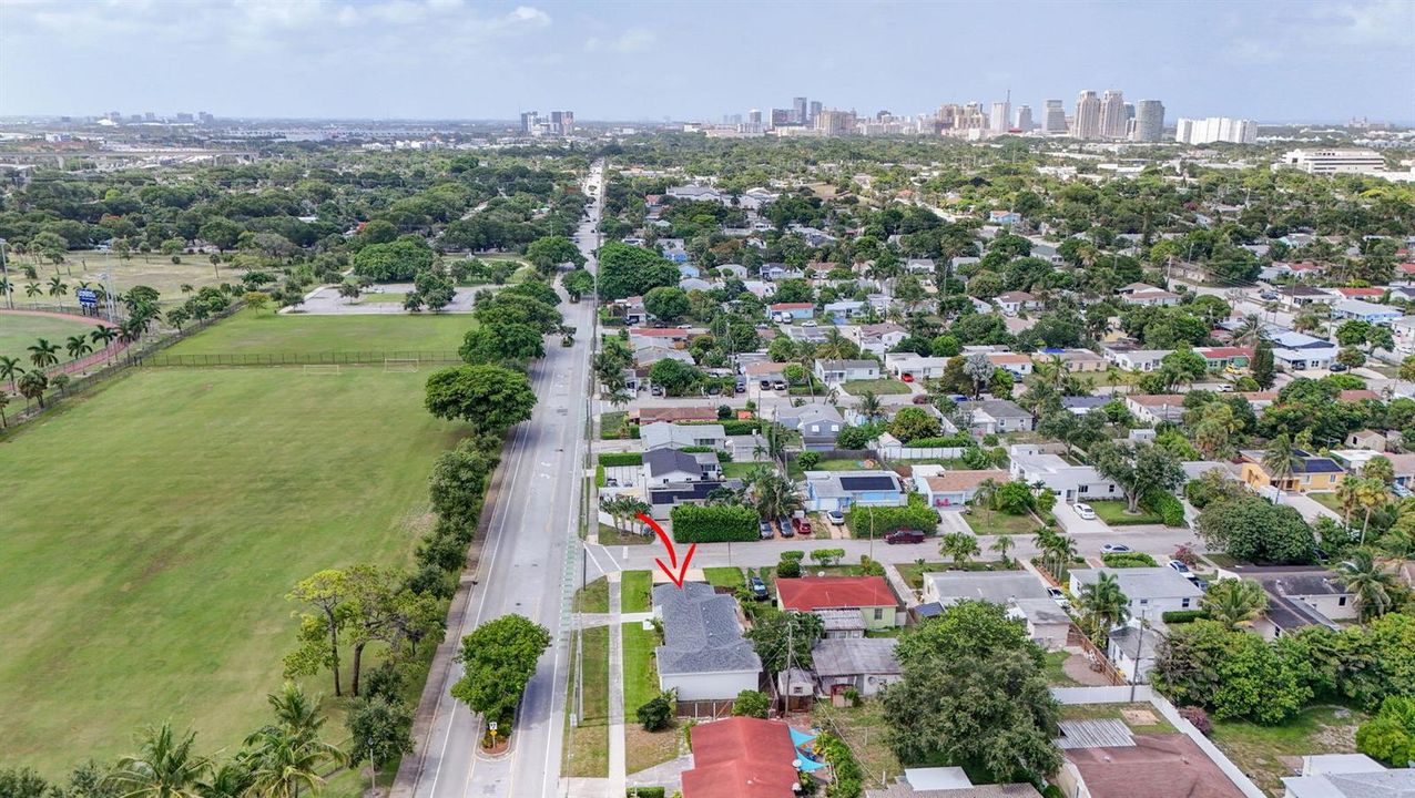 Aerial with Downtown in distance