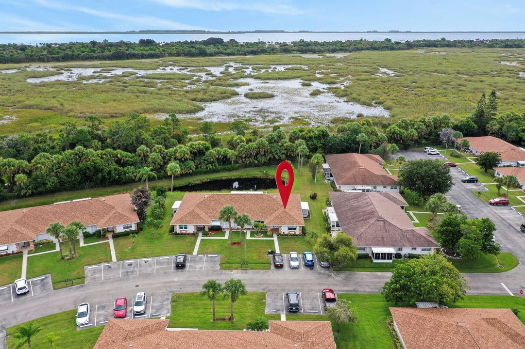 Aerial view of front of house