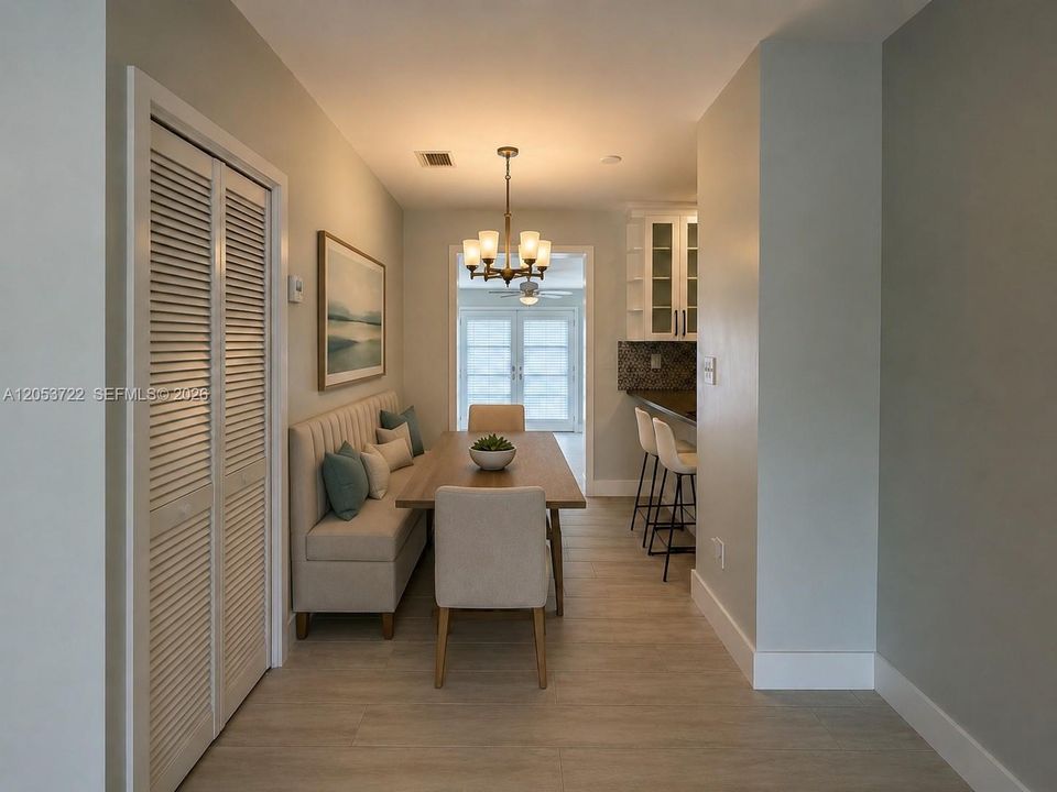 Virtually staged dining room
