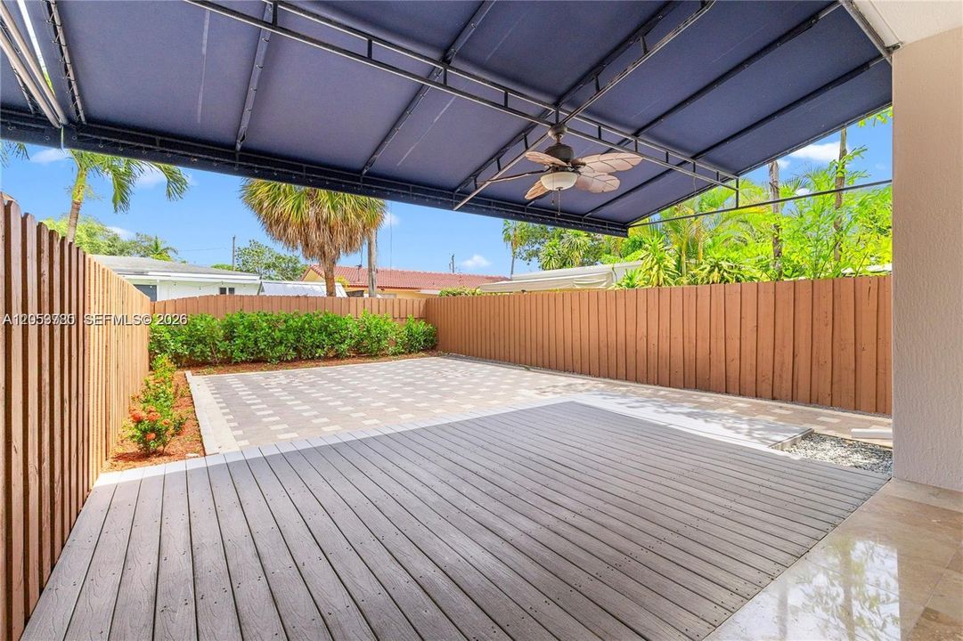 Backyard Covered Area with Fan