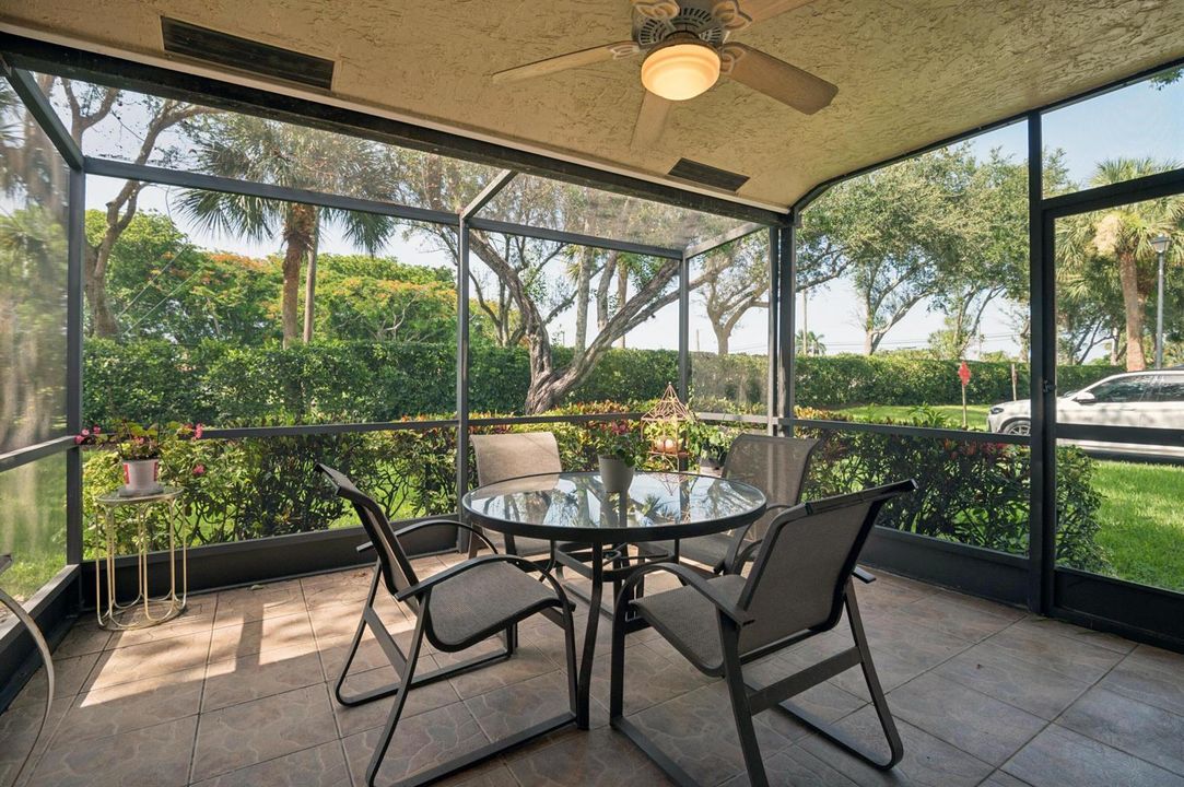 Screened and tiled patio
