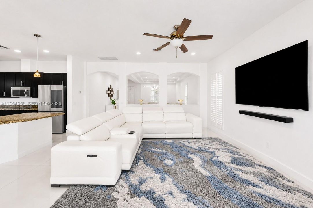 living room with open kitchen