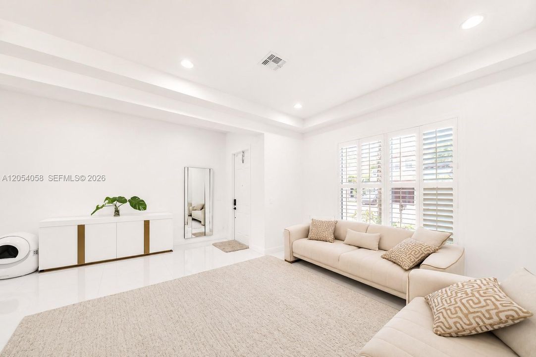 Entry area open to living  room